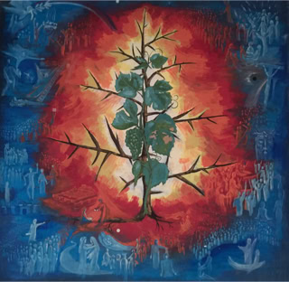 Weinberg Eitempera auf Sperrholz 120x120 Privatbesitz Pfarrei Gera Süd  1978