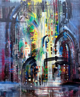 Die Stadt Acryl auf Leinwand B100xH120 Privatbesitz Giele 2020