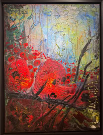 Mohnfeld Acryl auf Fotoleinwand / Collage  B60xH80 2024