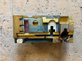 Tabernacle Room of Silence Dresden University Hospital: Wood from old Workbench, acrylic, gold, rock crystal,