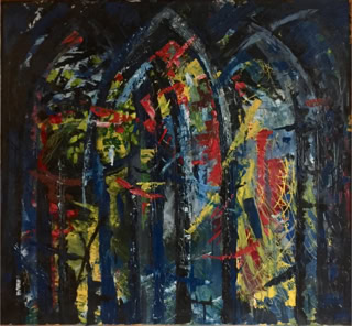 …leuchtet  in der Finsternis Buntlack/ Acdryl auf Sperrholz B130xH120 Privatbesitz.  2018